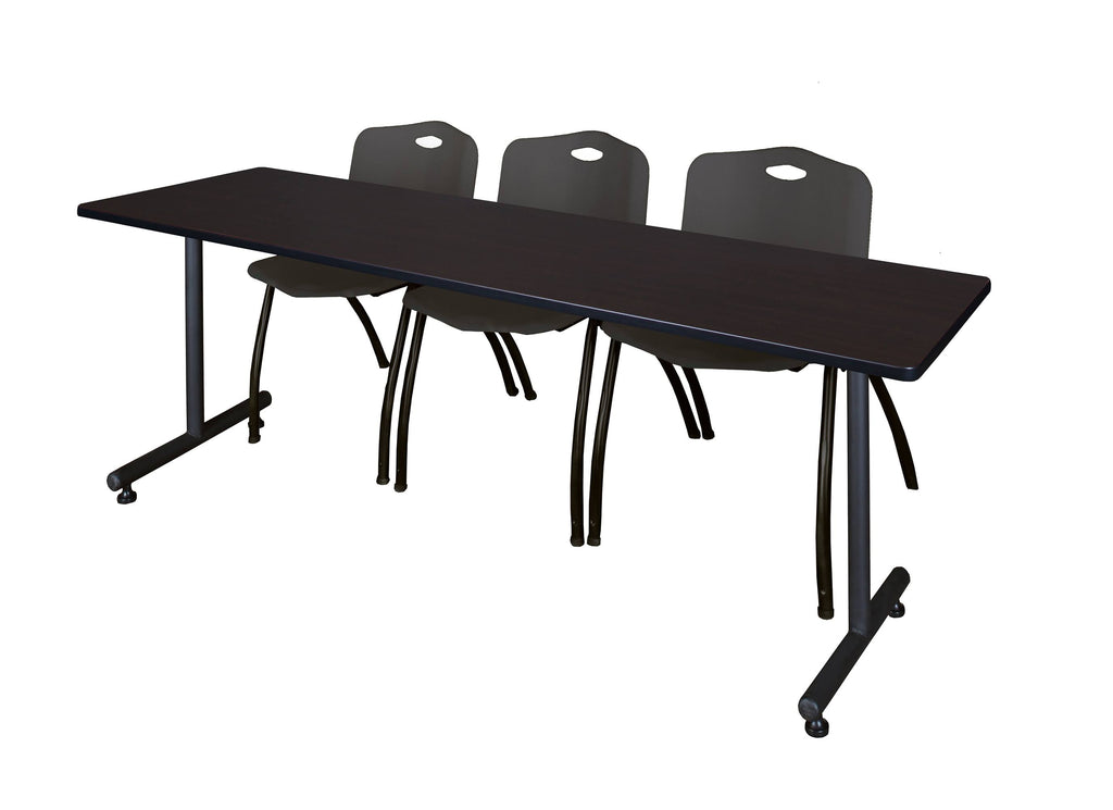 Mahogany Training Table and 2 Stack Chairs E96729