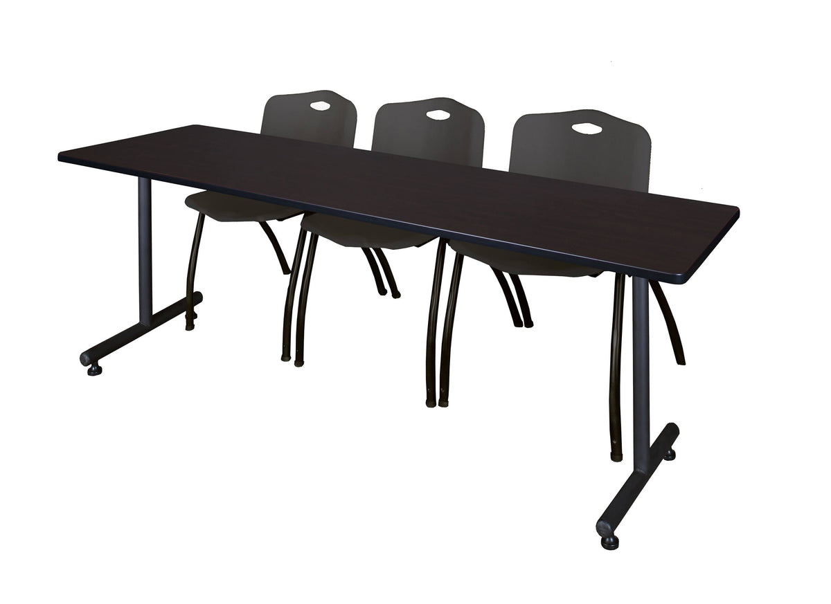 Mahogany Training Table and 2 Stack Chairs E96729