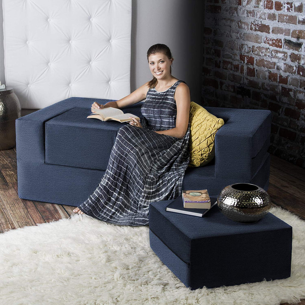 Queen-Size Convertible Sleeper Loveseat & Ottomans Q20726