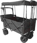 Collapsible Wagon Camping Garden Cart with Removable Canopy, Adjustable Push Handles and Brake (Camo) T962092