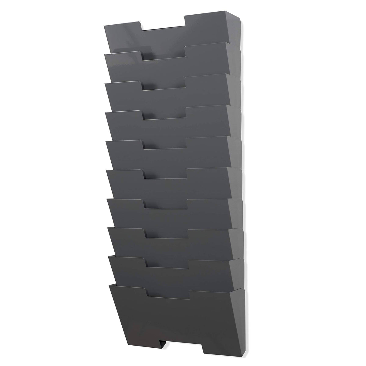 Gray Wall Mount Steel Vertical File Organizer 10 Sectional Modular J66417