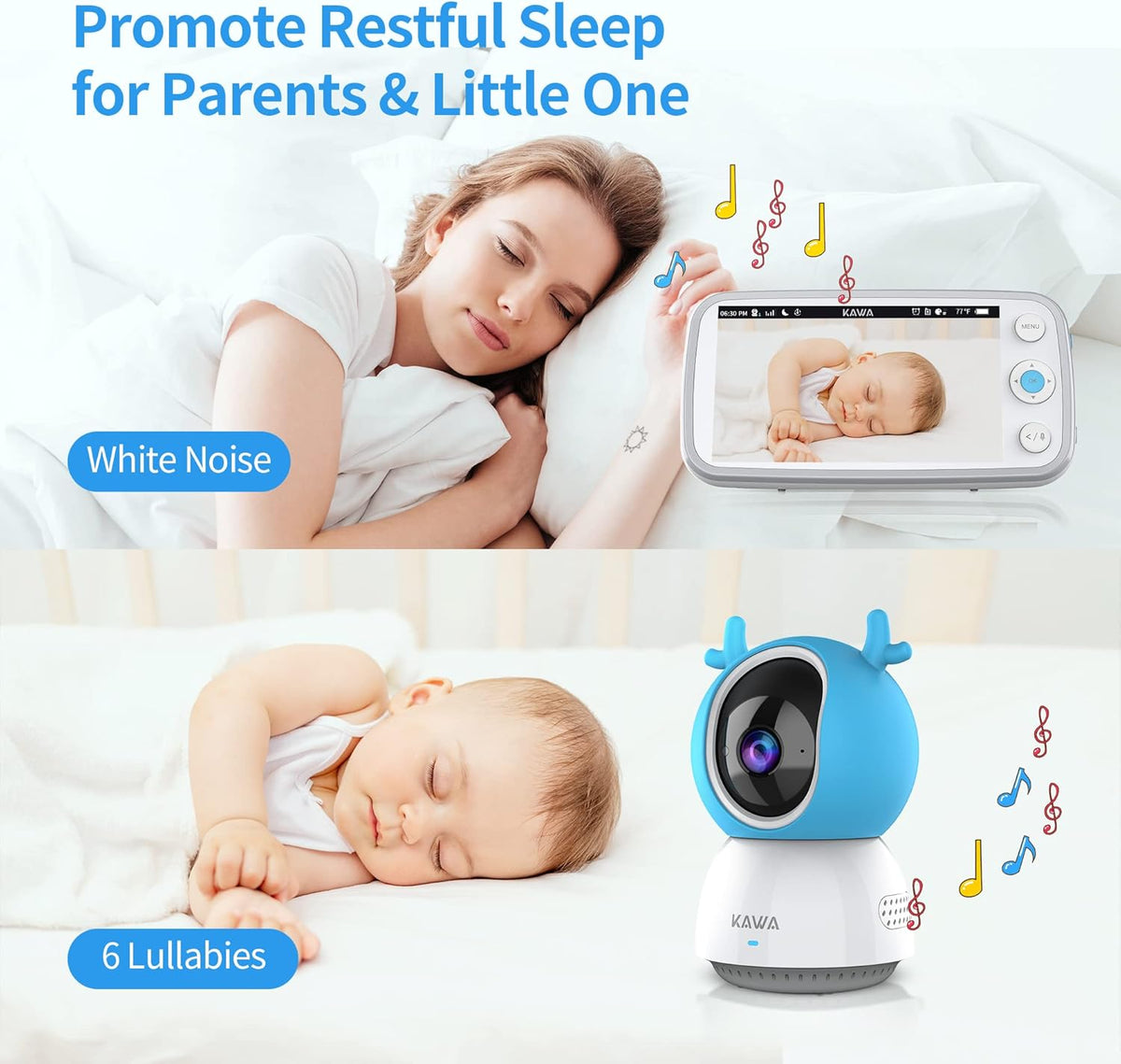 5 720P HD Video Baby Monitor with Night Vision and 2-Way Audio J6615