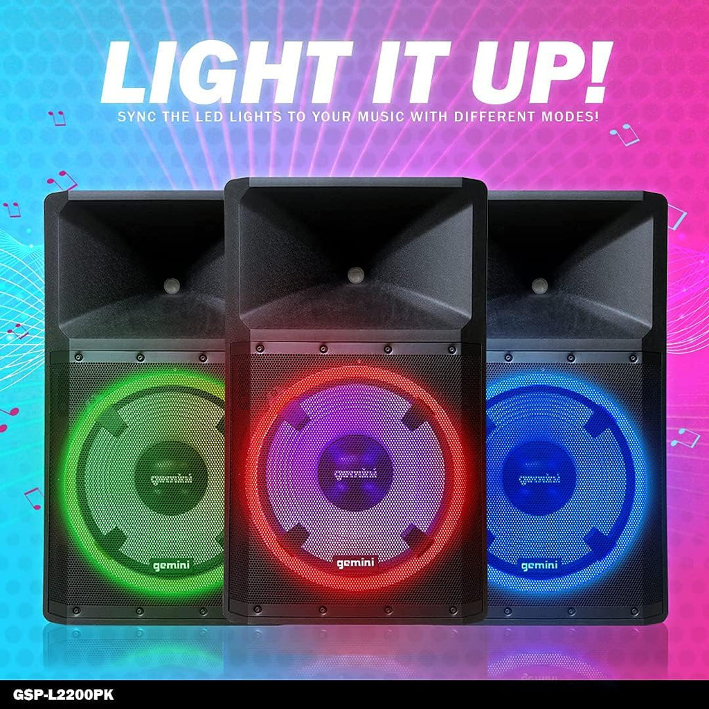 Bluetooth 2200W Peak Speaker with 15 Inch Woofer and LED Party Lights X294017