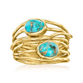 Turquoise Highway Ring in 18kt Gold Over Sterling X3475