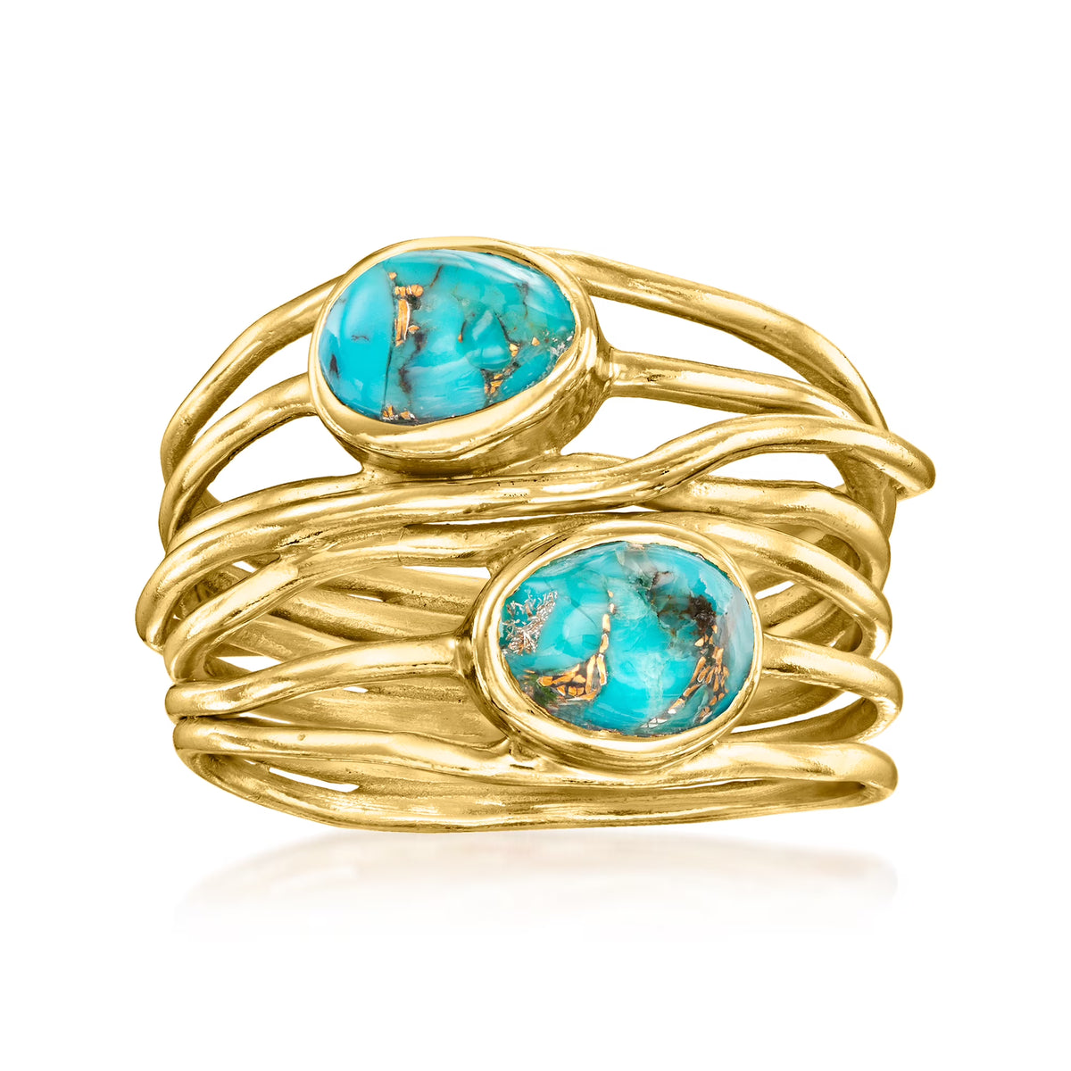 Turquoise Highway Ring in 18kt Gold Over Sterling X3475