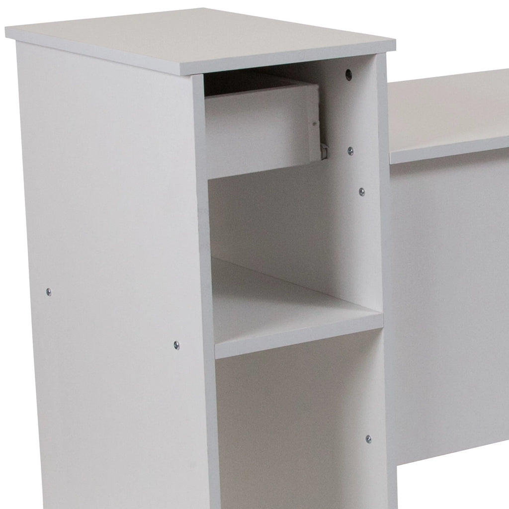 White Computer Desk with Shelves and Drawer N295