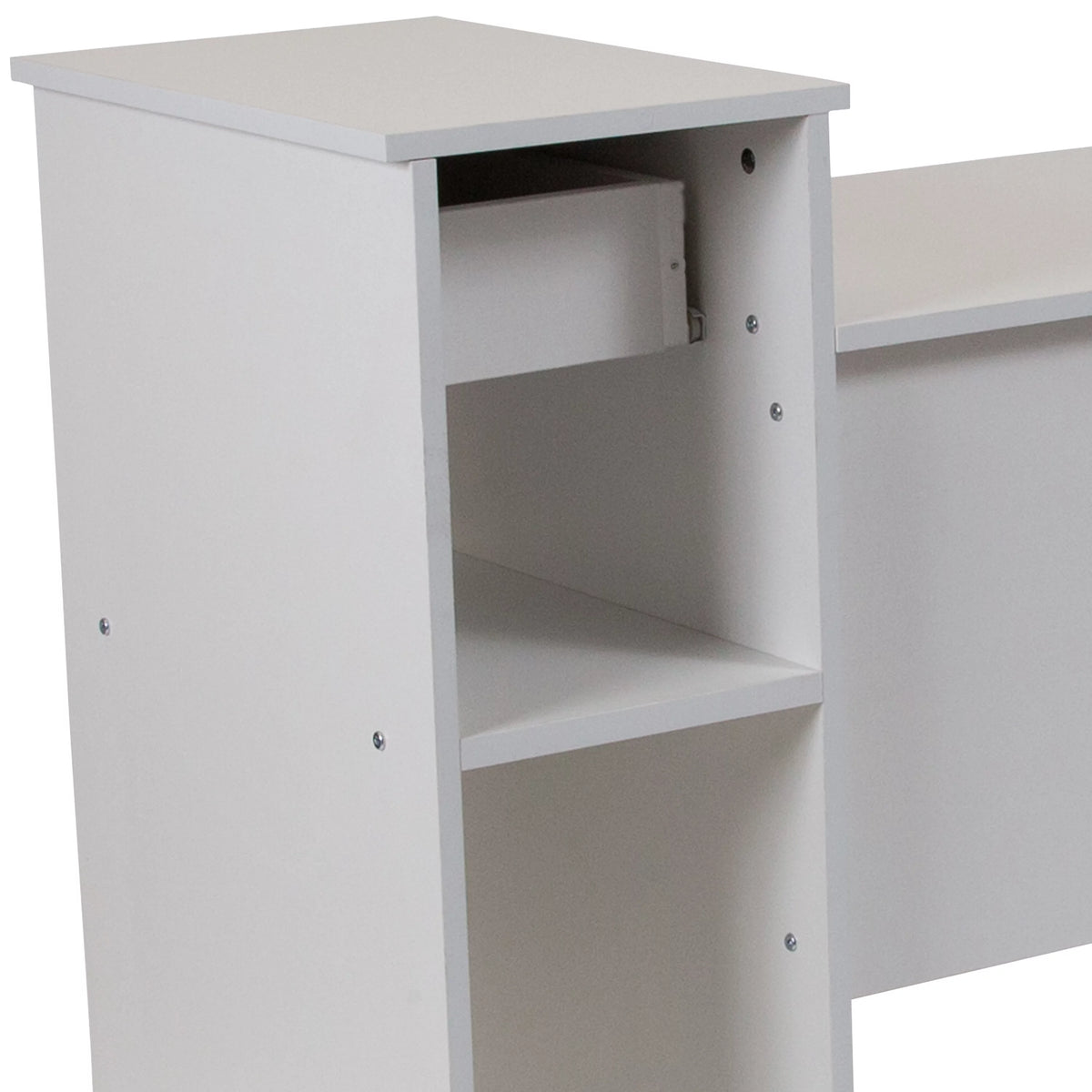 White Computer Desk with Shelves and Drawer N295