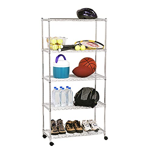 Black 5-Tier Steel Wire Shelving Storage Unit C775