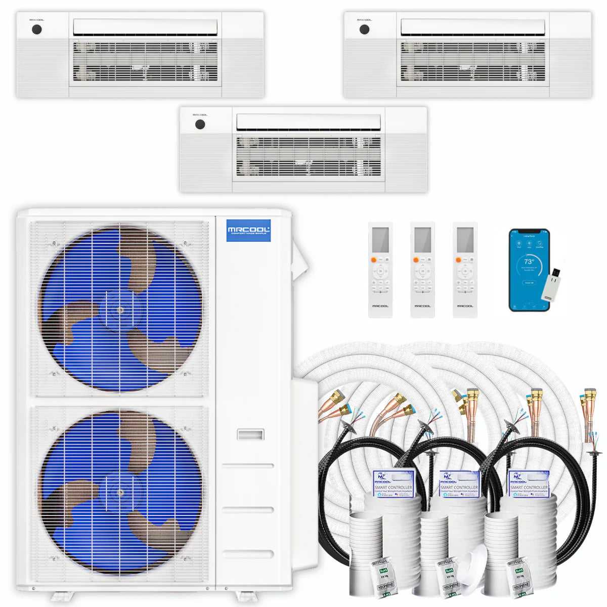 39,000 BTU 3 Zone Ceiling Cassette Ductless Air Conditioner and Heat Pump D35193