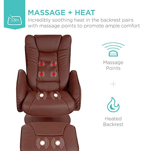 Brown Faux Leather Electric Massage Recliner with Stool M3372