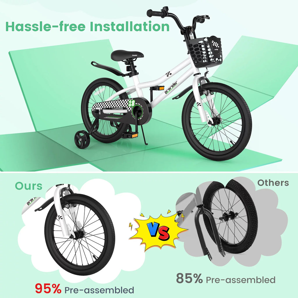18'' Kid's Bike with Training Wheels & Basket A5642