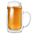 17 oz Double Walled Glass Beer Mugs with Handles (6) U539