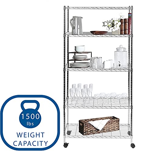Black 5-Tier Steel Wire Shelving Storage Unit C775