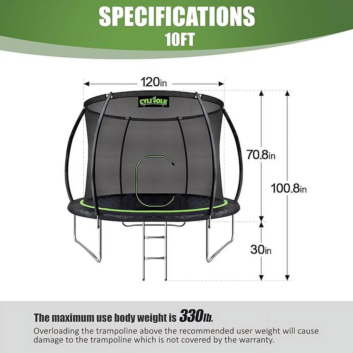 10FT Diameter Trampoline with Ladder Y596