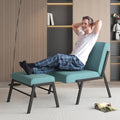 Blue Linen Upholstered Accent Chair with Ottoman U234