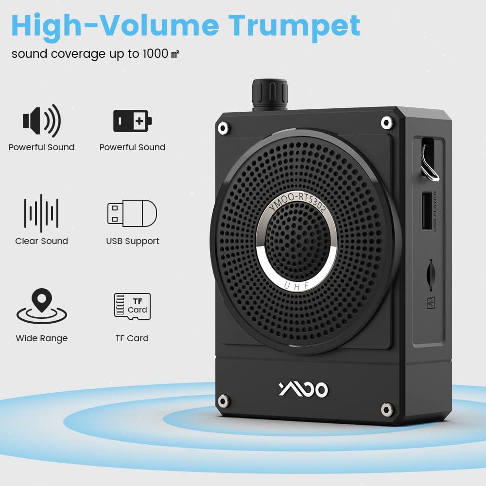 10W 1800mAh Rechargeable Voice Amplifier with UHF Wireless Microphone Headset, Pack of 2 W758
