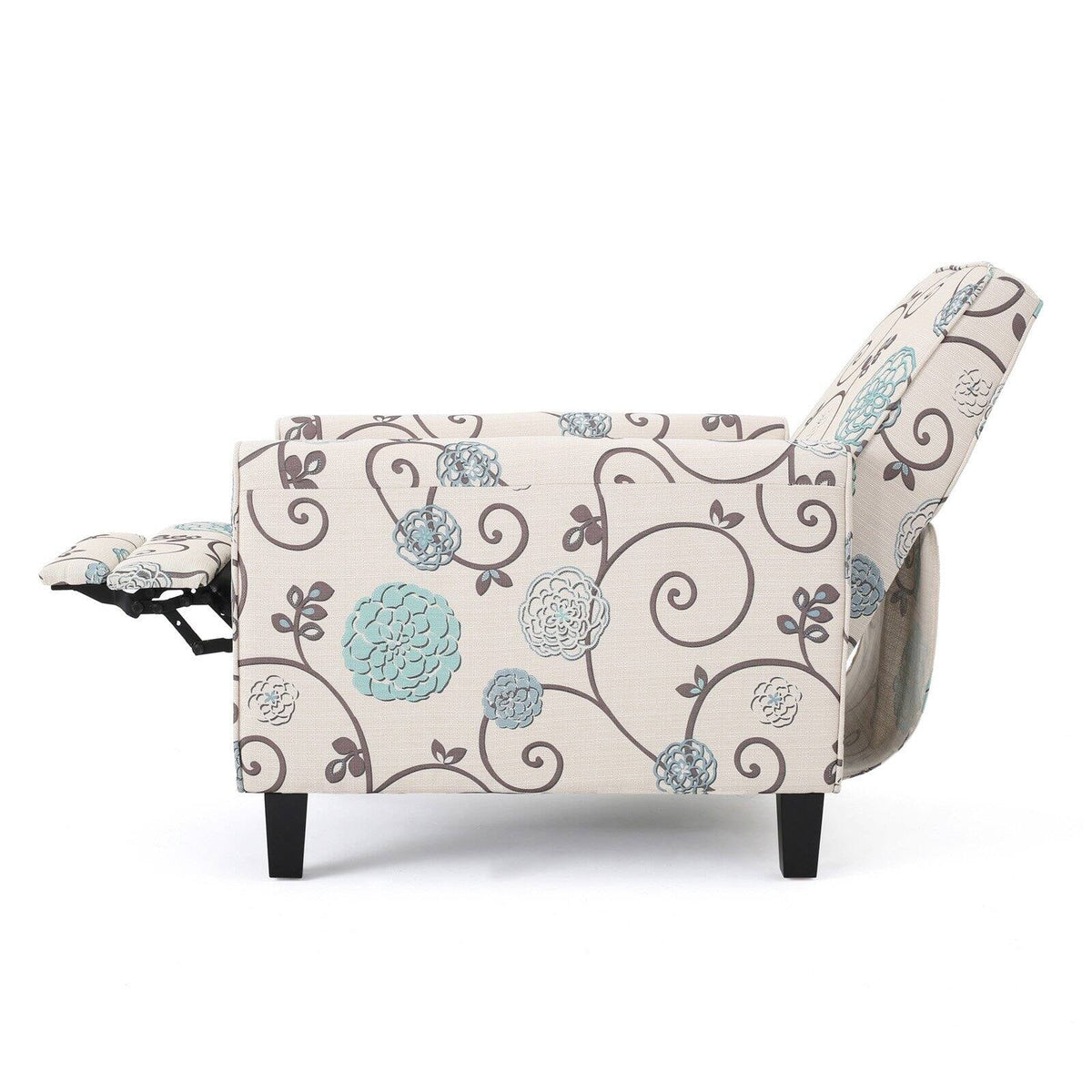 White and Blue Fabric Recliner Q560622