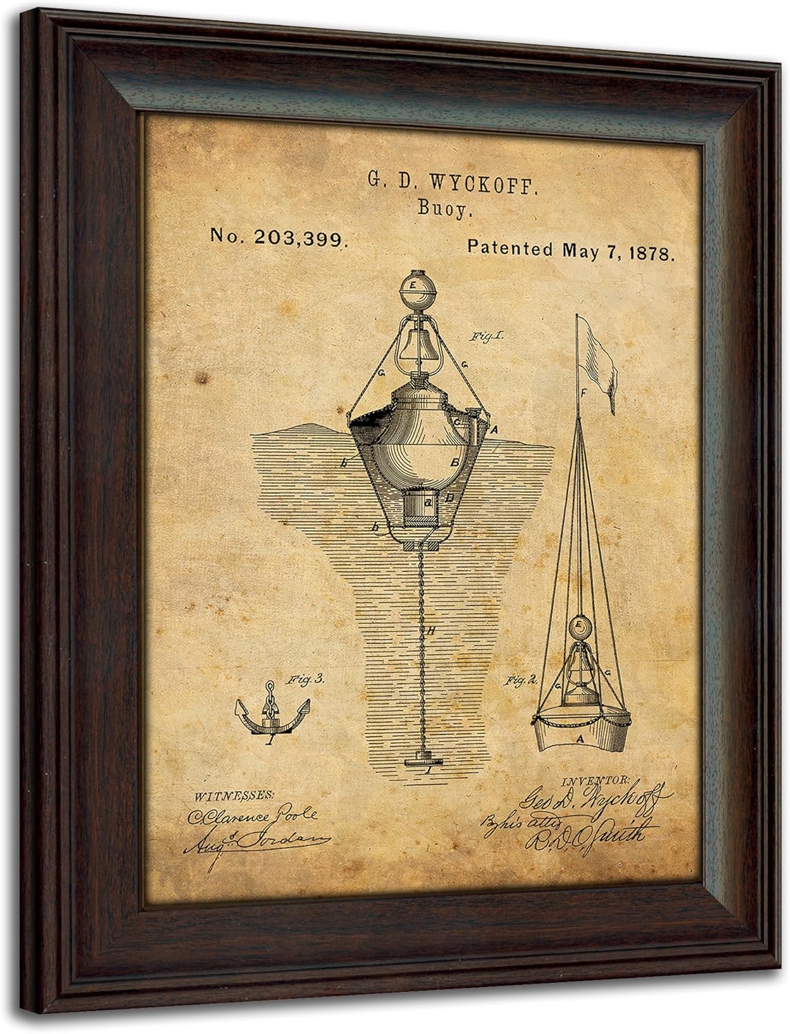 Vintage Patents Sailboat Anchor 2pc Set I60757