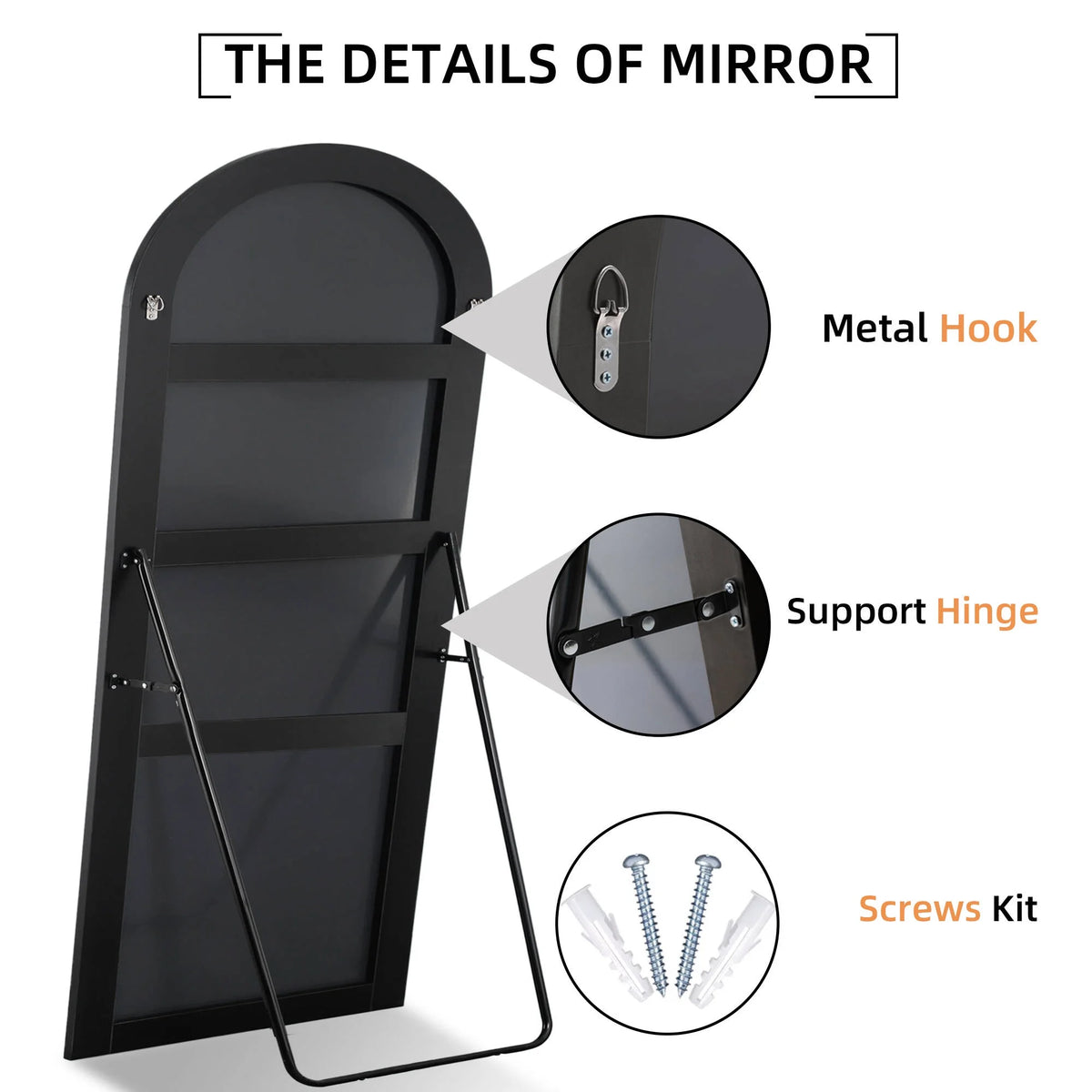 71"×28" Large Full Length Mirror with Stand, Black K38202